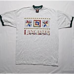 Vintage Lancaster Pennsylvania Shirt Gray Multicolor Graphic Double Sleeve Tee
